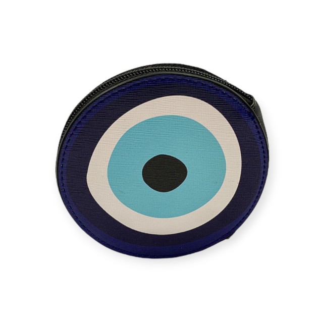ΗΕ 0015 | Γυναικείο Στρογγυλό Πορτοφόλι με Μάτι Μπλε