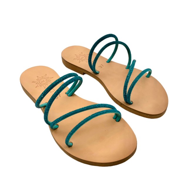 PALERMO Natural / Blue Zircon - Handmade Eco Leather Sandals | 21311
