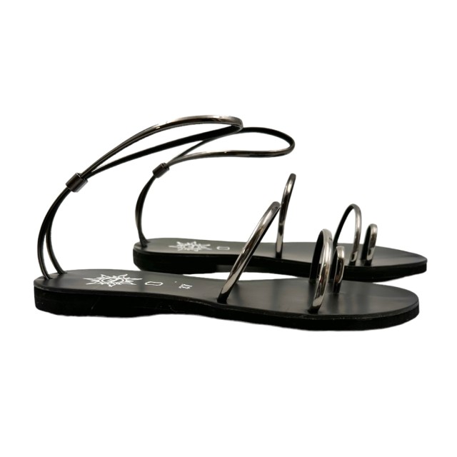 TORINO Black / Gunmetal - Handmade Eco Leather Sandals | 21328