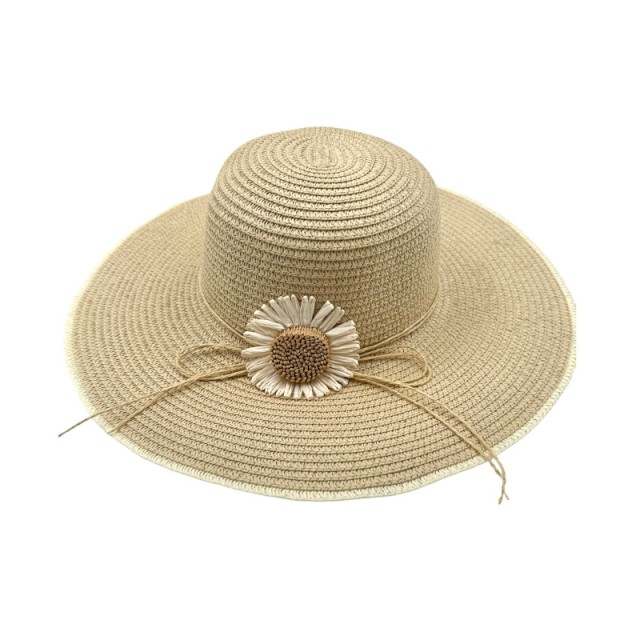 ΗΕ 090 | Γυναικείο Ψάθινο Καπέλο Εκρού