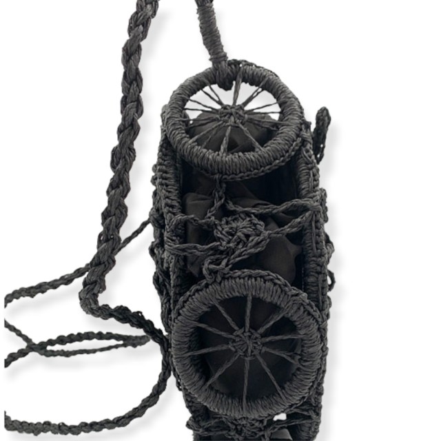 ΗΕ 18168 | Γυναικεία Στρογγυλή Τσάντα Ώμου Μαύρη - Ασημί