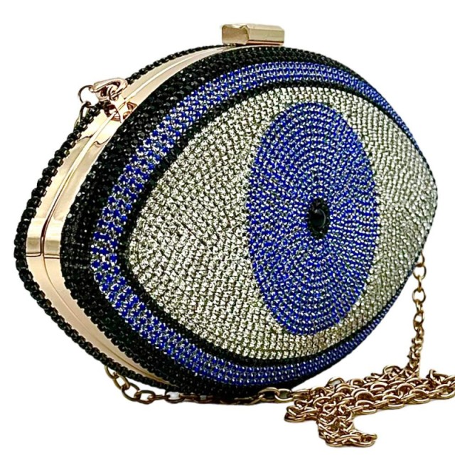 UN 9394 | Women's Clutch Bag with Eyelet Blue - Crystal