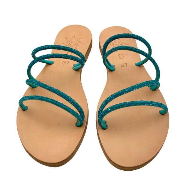 PALERMO Natural / Blue Zircon - Handmade Eco Leather Sandals | 21311