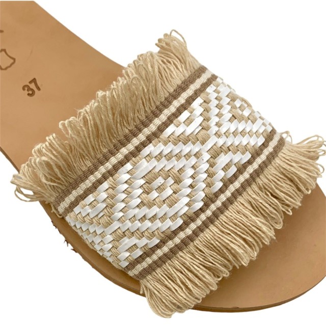 ITHACA Natural / White - Handmade Ecological Leather Sandals